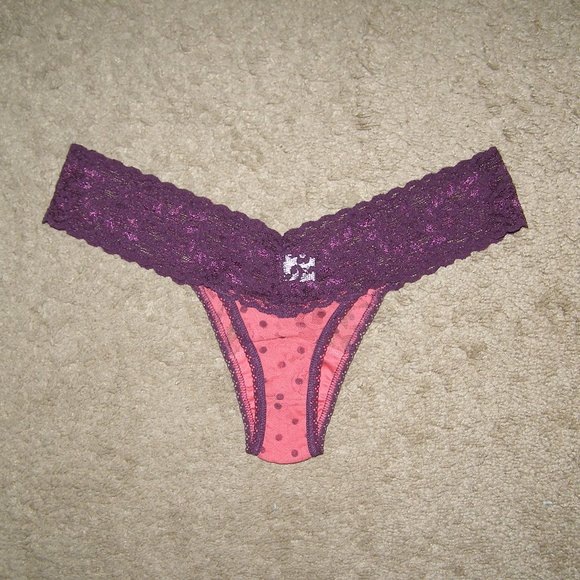 NEW size OS small/med HANKY PANKY lace thong Polka Dot - Picture 4 of 8